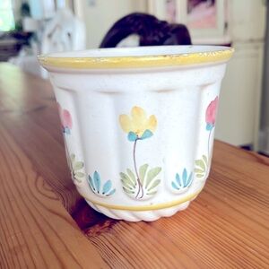 Vintage Hand Painted Italian Floral Pot